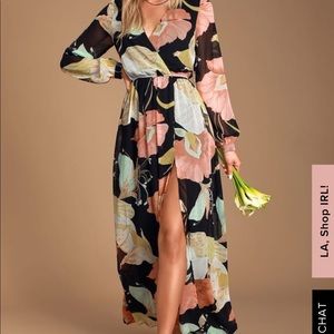 Lulu's Dresses - Wondrous water lily black flows print dress Lulu's Dresses - Wondrous water lily black flows print dress
